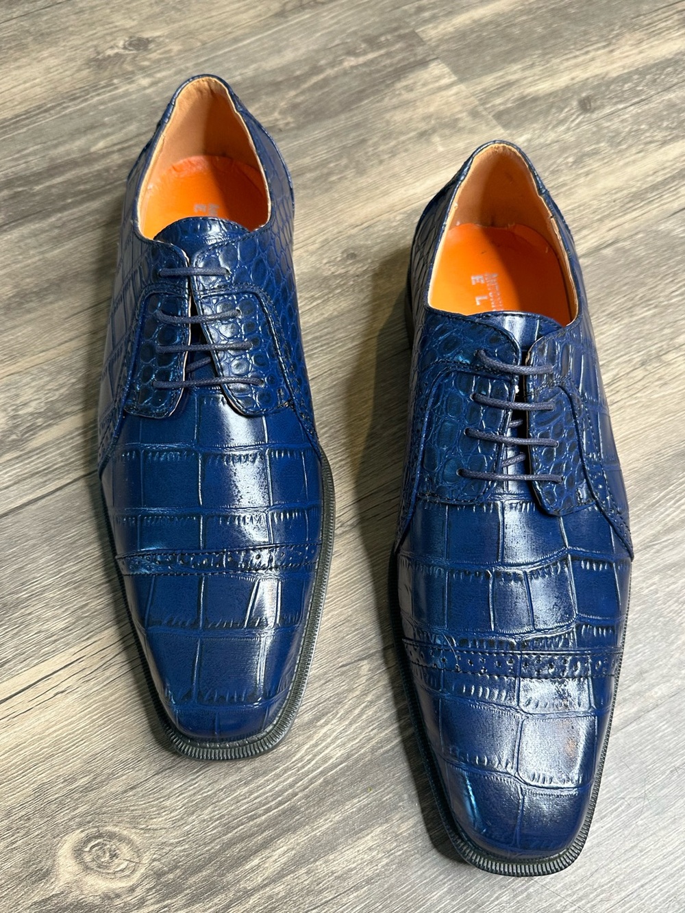 Antonio Cerrelli Elite Blue Croc Embossed Dress Shoes Men’s Size 10.5 Oxford